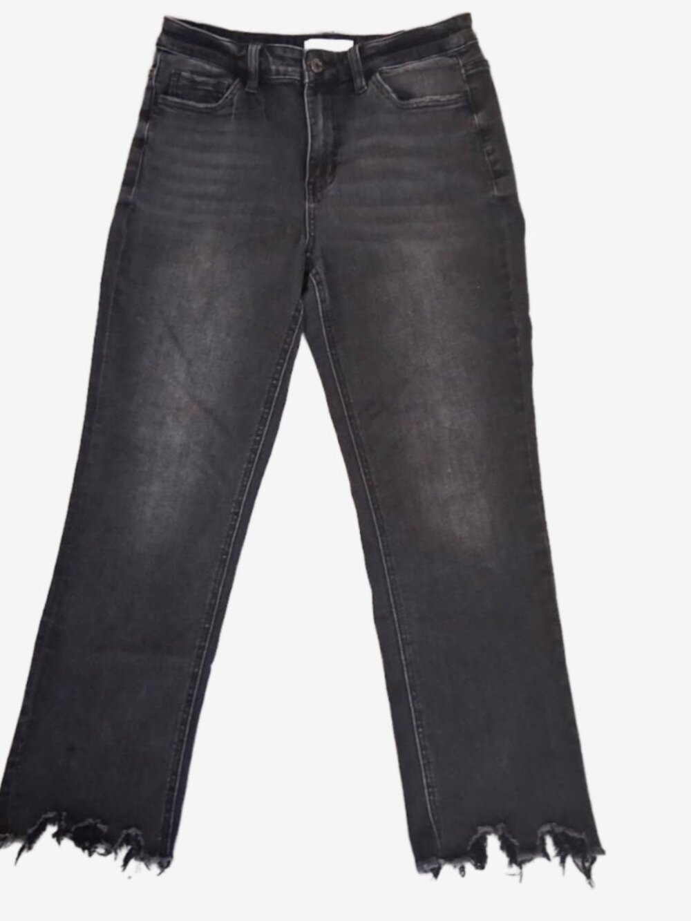 VERVET BLUE Black Straight Jeans Raw Frayed Hem Stretch Denim Women Size 30